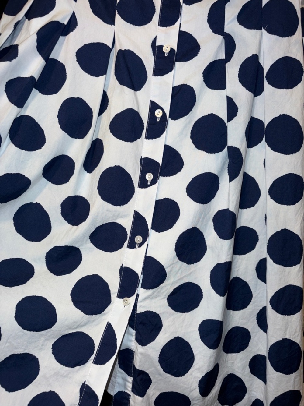 Talbots White Midi Dress with Navy Polka Dots - Picture 12 of 16